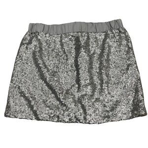 Silver Sequin Skirt For Kids Elastic Waistband Medium M Joe Fresh
